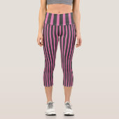 Leggings Capri Bandes roses et gris (Recto)
