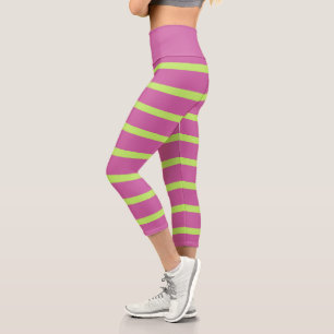 Leggings Capri Bandes roses et vertes
