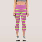 Leggings Capri Bandes roses et vertes (Recto)