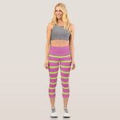 Leggings Capri Bandes roses et vertes (Recto)
