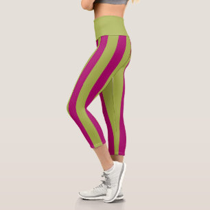 Leggings Capri Bandes roses et vertes