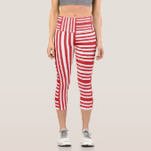 Leggings Capri Bandes rouges et blanches (Recto)