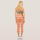 Leggings Capri Bandes rouges mignonnes orange (Verso)
