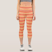 Leggings Capri Bandes rouges mignonnes orange (Recto)