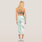 Leggings Capri Bandes triangulaires - Vert et blanc de menthe (Verso)
