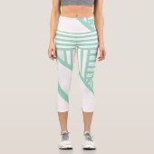 Leggings Capri Bandes triangulaires - Vert et blanc de menthe (Recto)