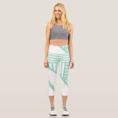 Leggings Capri Bandes triangulaires - Vert et blanc de menthe (Recto)