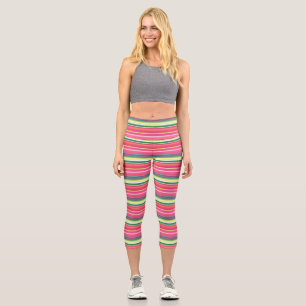 Leggings Capri Bandes vert rose pâle