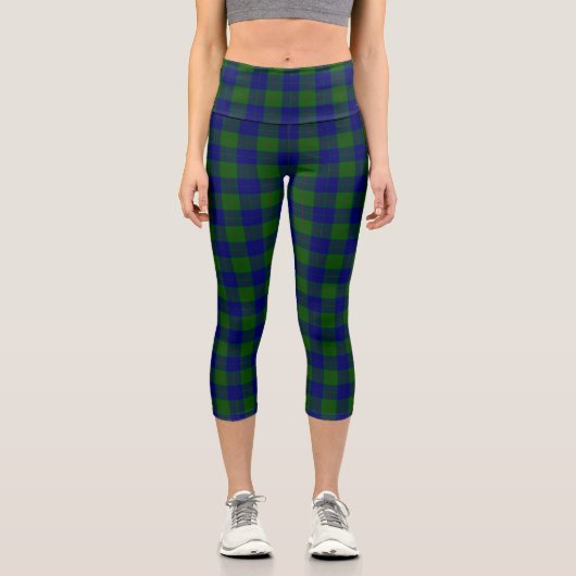 Leggings Capri Barclay tartan bleu vert carreau (Recto)