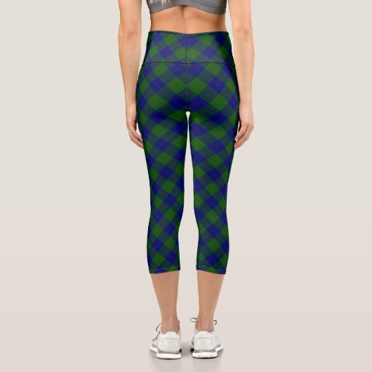 Leggings Capri Barclay tartan bleu vert plaid (Verso)