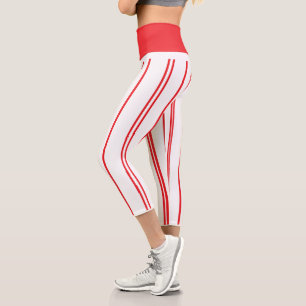 Leggings Capri "Basique rouge et blanc" Capris haut taille