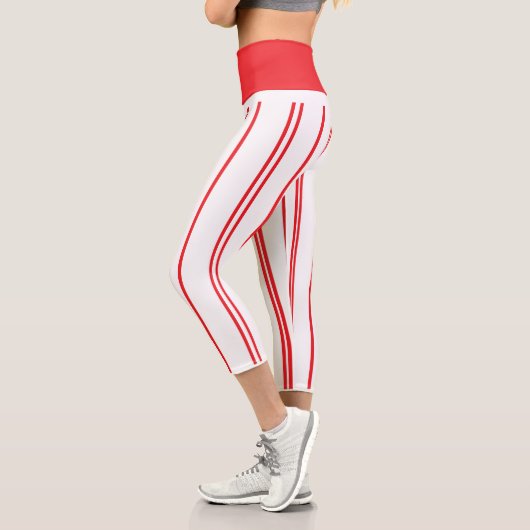 Leggings Capri "Basique rouge et blanc" Capris haut taille (Gauche)