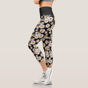 Leggings Capri Bassins blancs chic sur le modèle floral noir