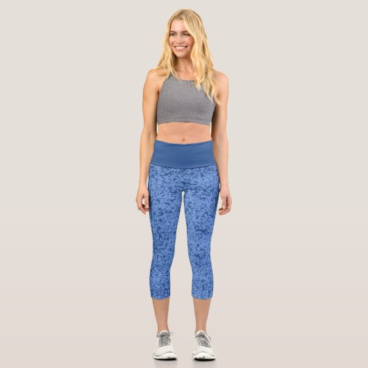 Leggings Capri Bazar bleu pointillé (Recto)