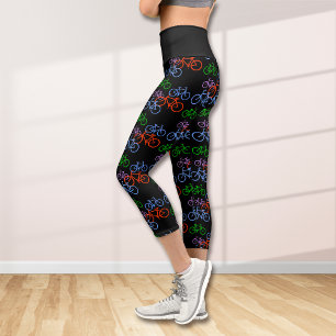 Leggings Capri Beaucoup de bicyclettes Motif sur Noir