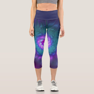 Leggings Capri Beauté florale abstraite Art fractal coloré Fleur