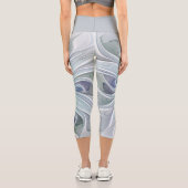Leggings Capri Beauté florale Abstraite moderne Blue Pastel Flowe (Verso)