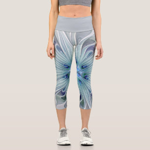 Leggings Capri Beauté florale Abstraite moderne Blue Pastel Flowe