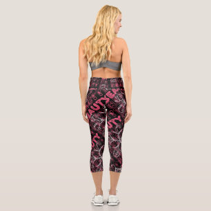 Leggings Capri Beauté Flower Line Typographie d'art