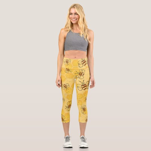 Leggings Capri Bee Buzzing Honey Bees mignonne (Recto)