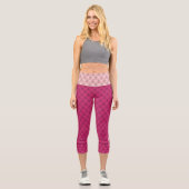 Leggings Capri Beet Purple & Coeurs Rose Monogramme & Nom (Recto)