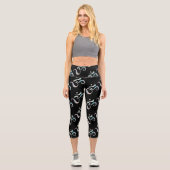 Leggings Capri Beige Marbled Om Scattered Black Background (Recto)