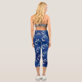 Leggings Capri Beige Marbled Om Scattered Blue Monochrome Tie dye (Verso)