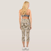 Leggings Capri Beige Unique Motif noir et blanc (Verso)