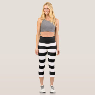 Leggings Capri Belle Bande Noire Et Blanche