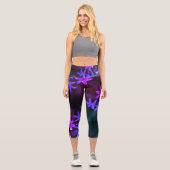 Leggings Capri Belle Fleurs d'ail rose violet sauvage (Recto)