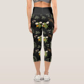 Leggings Capri Belle impression botanique de mode foncé (Verso)