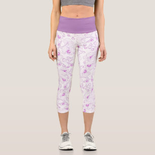 Leggings Capri Belle Orchidée Violette Botanique Florale Féminine