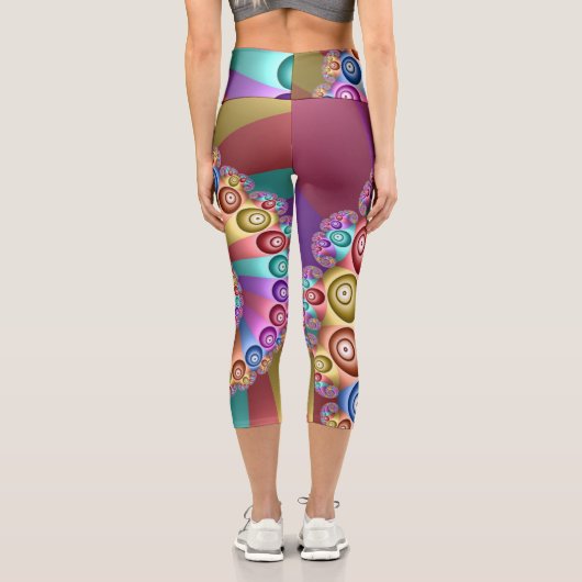 Leggings Capri Belles couleurs arc-en-ciel Art fractal Abstrait (Verso)