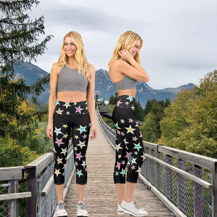 Leggings Capri Belles étoiles avec des visages aux couleurs paste