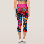 Leggings Capri Belles fleurs et Roses sucrés (Verso)