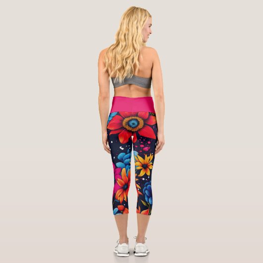 Leggings Capri Belles fleurs et Roses sucrés (Verso)