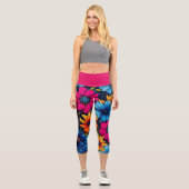 Leggings Capri Belles fleurs et Roses sucrés (Recto)
