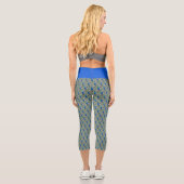 Leggings Capri Belles plumes de paon bleu (Verso)