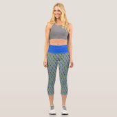 Leggings Capri Belles plumes de paon bleu (Recto)