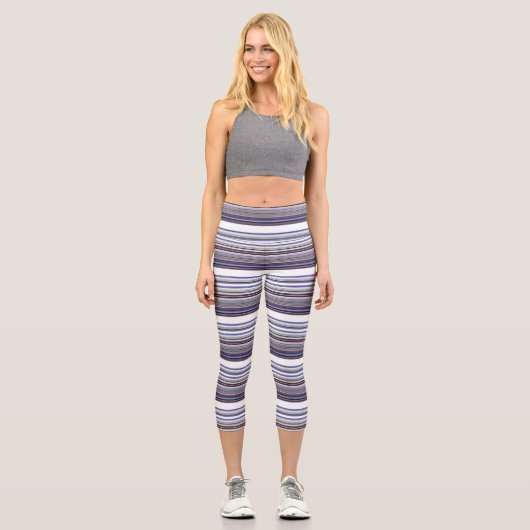 Leggings Capri Belles rayures gris modernes (Recto)