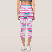 Leggings Capri Belles rayures rose bleue (Verso)