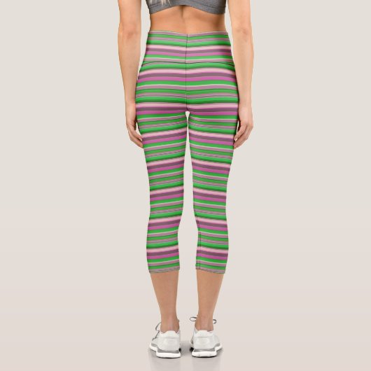 Leggings Capri Belles rayures vert violet (Verso)
