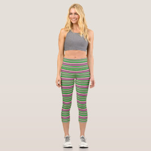 Leggings Capri Belles rayures vert violet