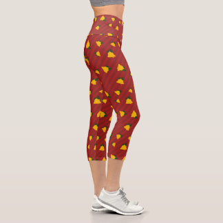 Leggings Capri Bells Rouge Or Rayure Fêtes de Noël
