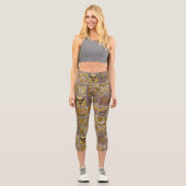 LEGGINGS CAPRI BESTIAIRE MÉDIÉVAL, ANIMAUX FANTASTIQUES, ROUGE D' (Recto)