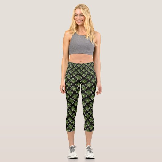 Leggings Capri Bijou Saint Patrick Shamrock en or avec perles (Recto)