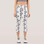 Leggings Capri Bijoux de Noël Arbre bleu noir brillant Lune (Recto)