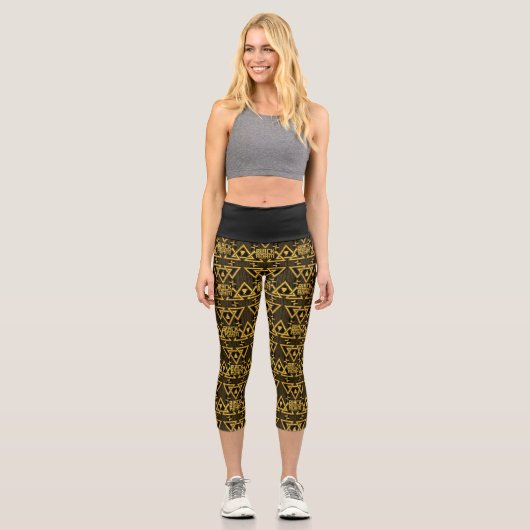 Leggings Capri Black Adam Lightning Bolt Motif triangulaire (Recto)