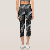 Leggings Capri Black And Gold Marble Abstract Modern (Verso)
