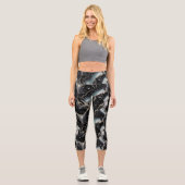 Leggings Capri Black And Gold Marble Abstract Modern (Recto)